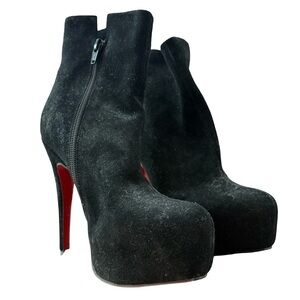 Christian Louboutin Black and Red Heeled Boots